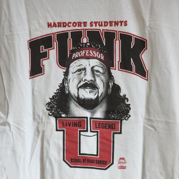 Pro Wrestling Crate Terry Funk U School of Hard Knocks White T-Shirt XL NWOT - Picture 2 of 4